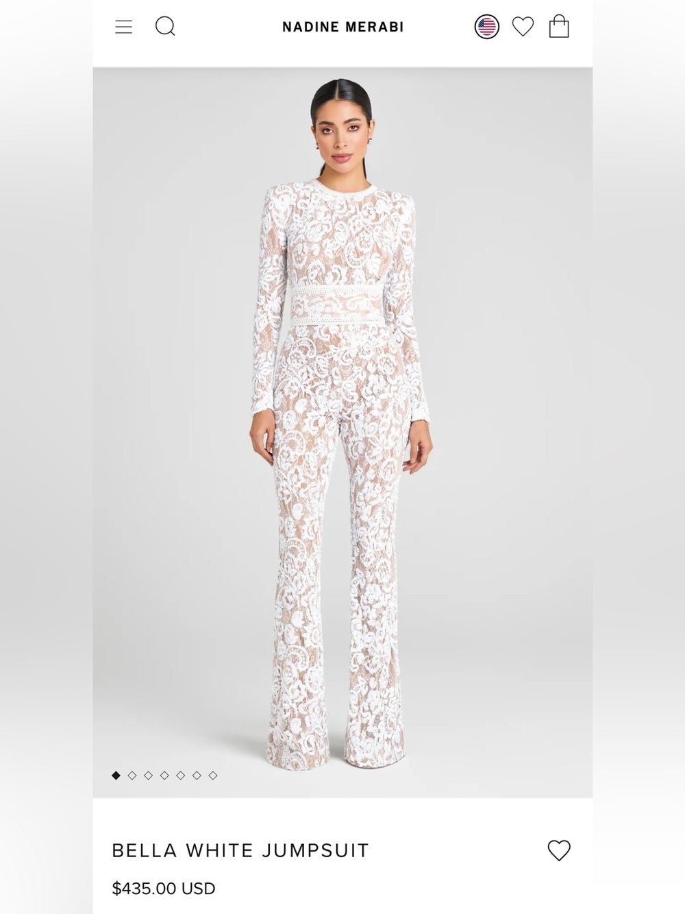Nadine Merabi White Lace Bella Jumpsuit with Corset Belt  Size XXS/ 0